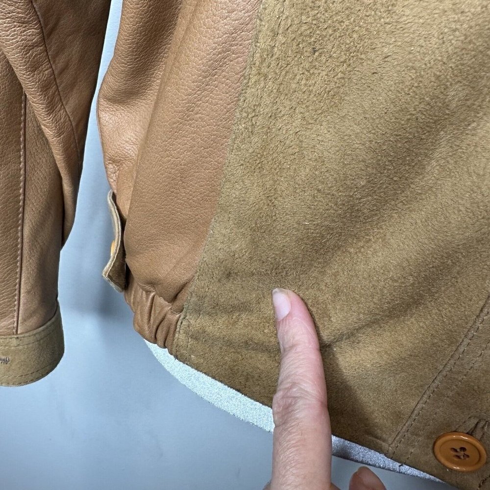 El Corte Ingles Donci Women's Camel Beige Tan Blazer Jacket 12 (42) Leather‎ - Picture 11 of 16